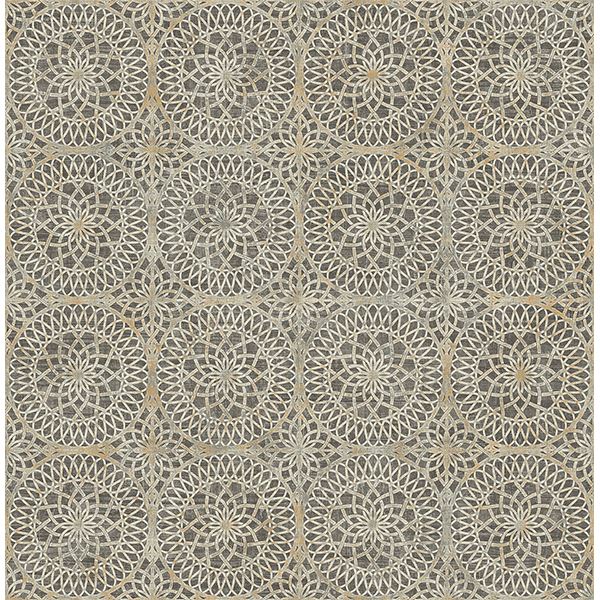 twist-brown-medallion-wallpaper-york-wallcoverings-ps40806 - York Wallcoverings Papel pintado