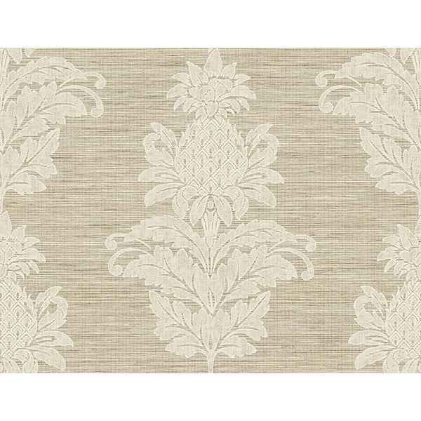 Pineapple Grove Brown Damask Wallpaper - York Wallcoverings - PS40706 - York Wallcoverings Wallpaper