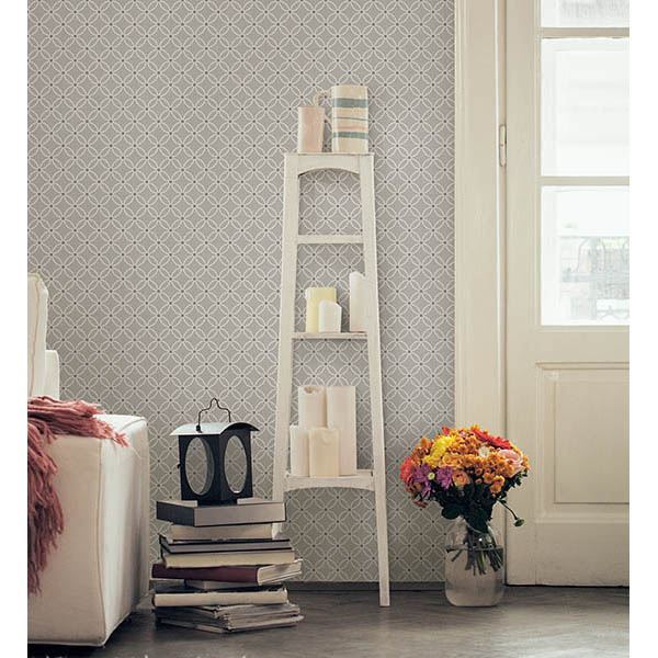 kinetic-grey-geometric-floral-wallpaper-york-wallcoverings-2704-21843 - York Wallcoverings Papel pintado