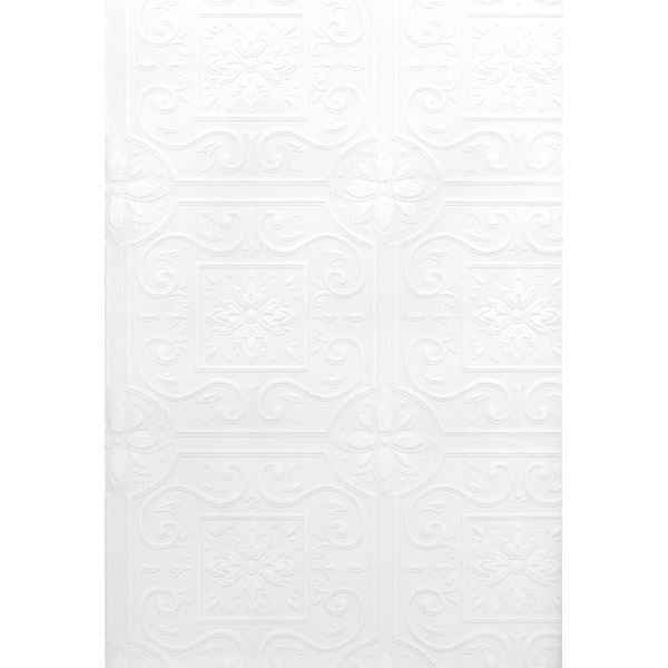 Talavera White Flower Tile Paintable Wallpaper - York Wallcoverings - 2704-59001