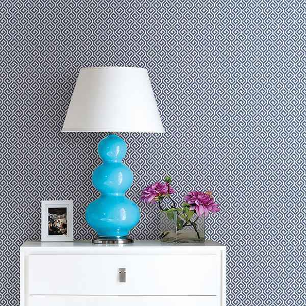 Sete Denim Greek Key Wallpaper - York Wallcoverings - 2744-24103 - York Wallcoverings Wallpaper