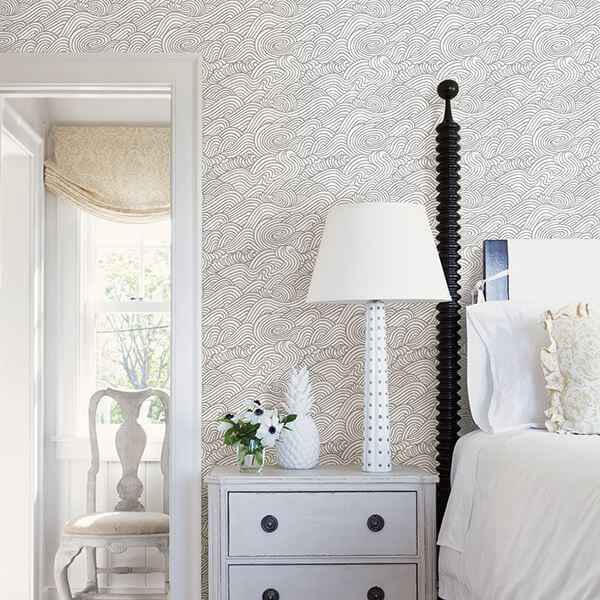 Mare Grey Wave Wallpaper - York Wallcoverings - 2744-24131 - York Wallcoverings Wallpaper