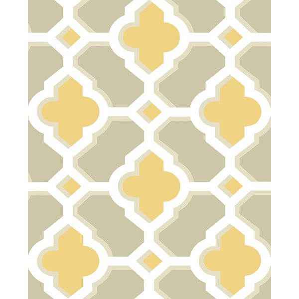 Lido Mustard Quatrefoil Wallpaper - York Wallcoverings - 2744-24124 - York Wallcoverings Wallpaper