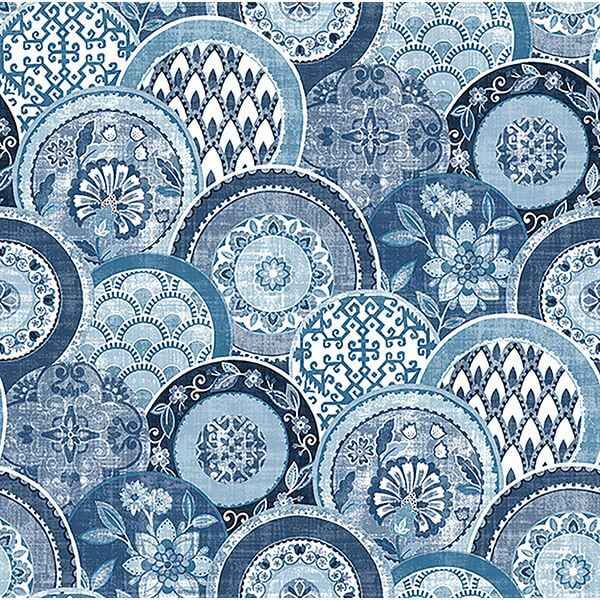 Laguna Blue Plate Wallpaper - York Wallcoverings - 2744-24148 - York Wallcoverings Wallpaper