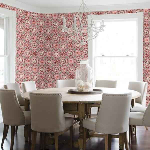 Maya Pink Medallion Wallpaper - York Wallcoverings - 2744-24113 - York Wallcoverings Wallpaper