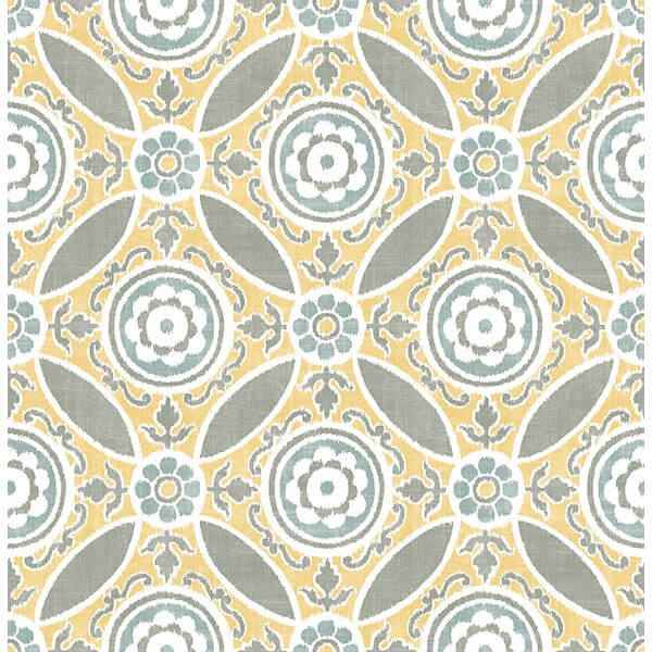 Maya Yellow Medallion Wallpaper - York Wallcoverings - 2744-24114