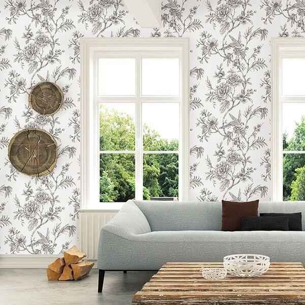 Jessamine Grey Floral Trail Wallpaper - York Wallcoverings - 2763-24237 - York Wallcoverings Wallpaper