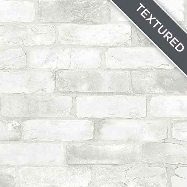 Loft White Brick Peel Stick Wallpaper - York Wallcoverings - NU2218