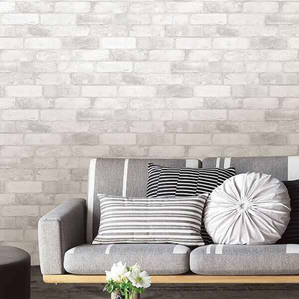 Loft White Brick Peel Stick Wallpaper - York Wallcoverings - NU2218 - York Wallcoverings Wallpaper