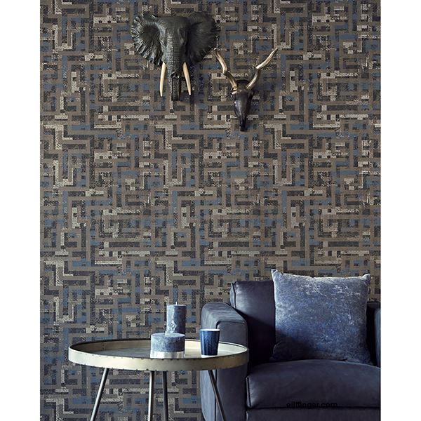 Geometric Dark Brown Tebessa Wallpaper - York Wallcovering
