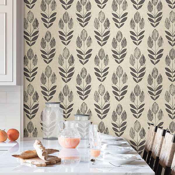 Folk Tulip Peel Stick Wallpaper - York Wallcoverings - NUS2459 - York Wallcoverings Wallpaper