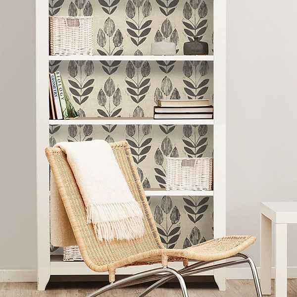 Folk Tulip Peel Stick Wallpaper - York Wallcoverings - NUS2459 - York Wallcoverings Wallpaper