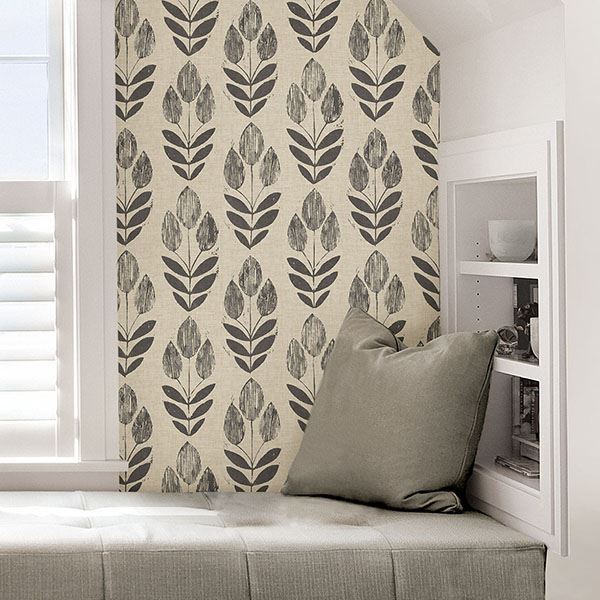 Folk Tulip Peel Stick Wallpaper - York Wallcoverings - NUS2459 - York Wallcoverings Wallpaper