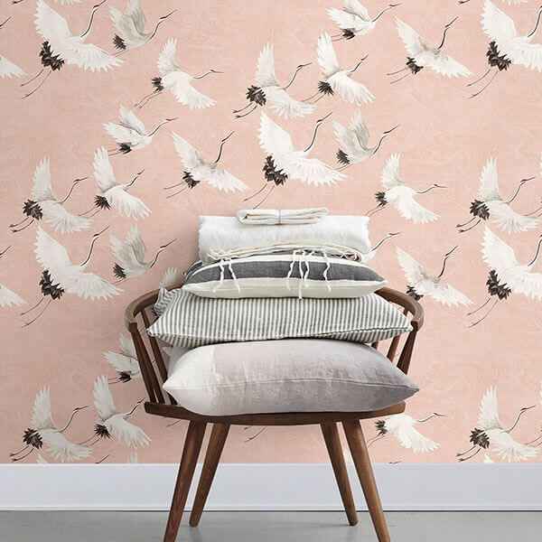 Windsong Pink Crane Wallpaper - York Wallcoverings - 2764-24305 - York Wallcoverings Wallpaper