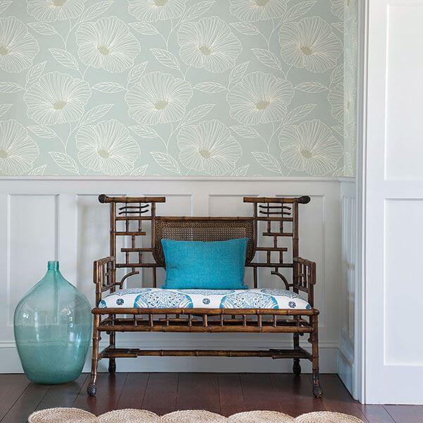 Mythic Seafoam Floral Wallpaper - York Wallcoverings - 2764-24321 - York Wallcoverings Wallpaper