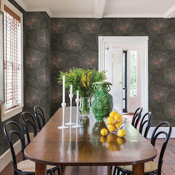 mythic-grey-floral-wallpaper-york-wallcoverings-2764-24319 - York Wallcoverings Wallpaper