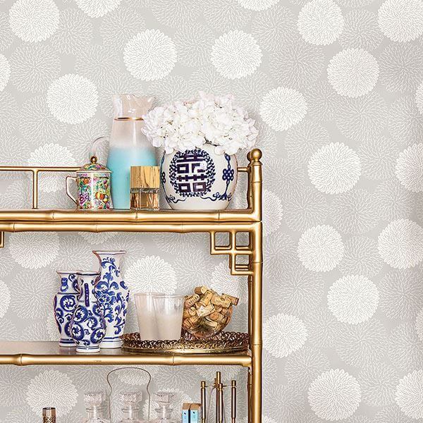 blithe-taupe-floral-wallpaper-york-wallcoverings-2764-24328 - York Wallcoverings Wallpaper