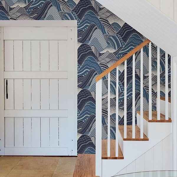 Meru Navy Mountain Wallpaper - York Wallcoverings - 2764-24333 - York Wallcoverings Wallpaper