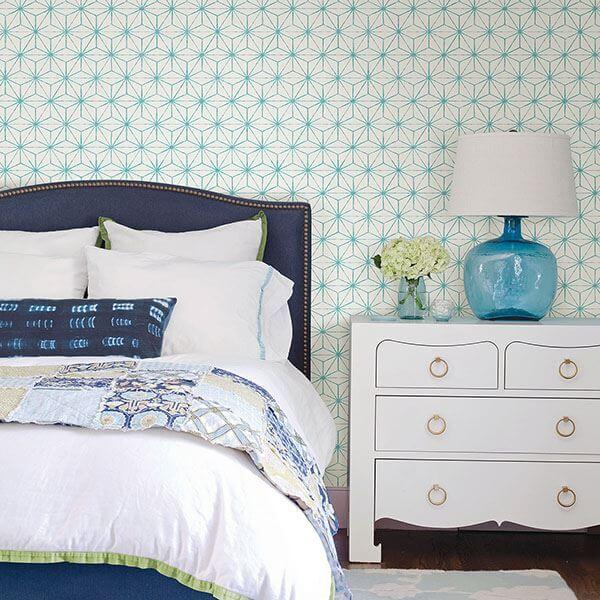 orion-turquoise-geometric-wallpaper-york-wallcoverings-2764-24311 - York Wallcoverings Wallpaper