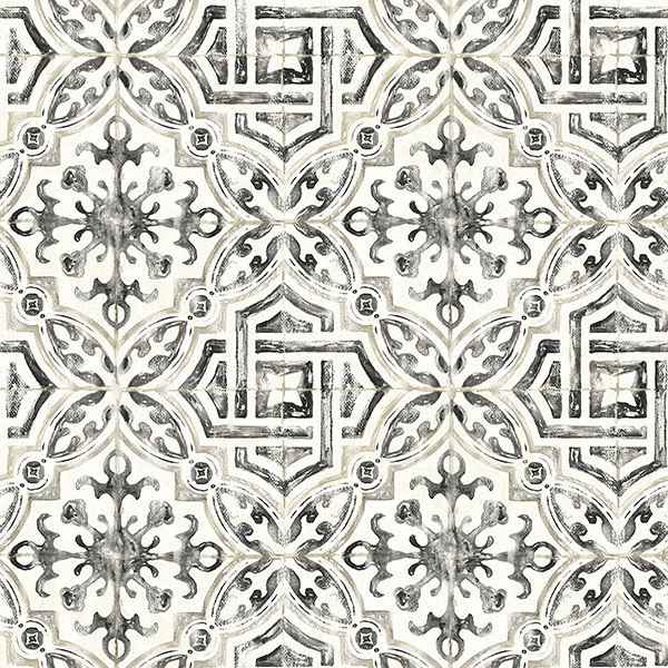 Sonoma Black Spanish Tile Wallpaper - York Wallcoverings - 3117-12331