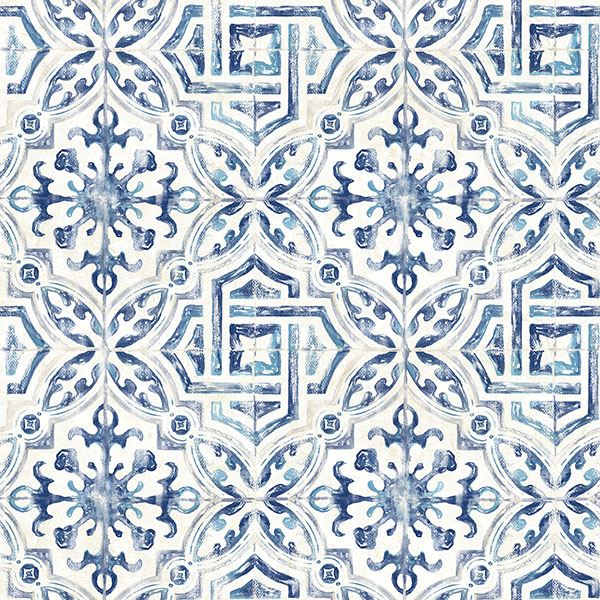 Sonoma Blue Spanish Tile Wallpaper - York Wallcoverings - 3117-12332 - York Wallcoverings Wallpaper
