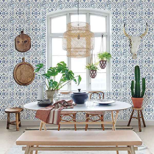 Sonoma Blue Spanish Tile Wallpaper - York Wallcoverings - 3117-12332 - York Wallcoverings Wallpaper