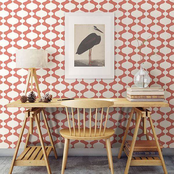 Ashbury Coral Retro Wallpaper - York Wallcoverings - 2782-24542 - York Wallcoverings Wallpaper