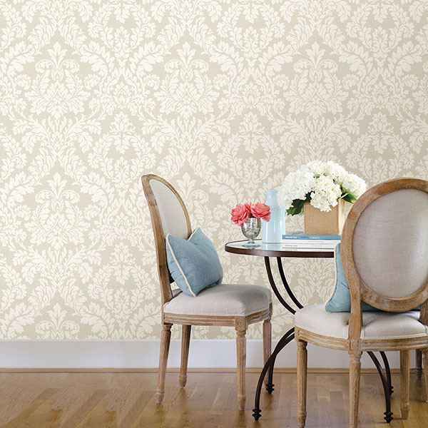 Honor Beige Damask Wallpaper - York Wallcoverings - 2773-449020 - York Wallcoverings Wallpaper