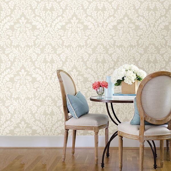 honor-beige-damask-wallpaper-york-wallcoverings-2773-449020 - York Wallcoverings Wallpaper