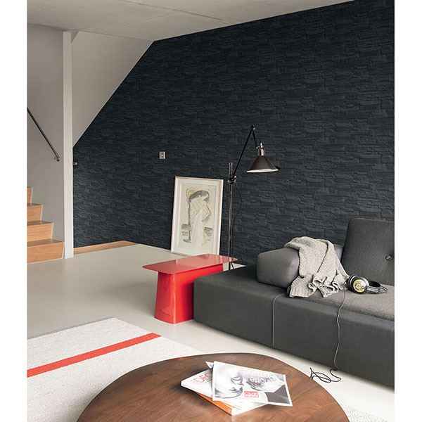 Collegiate Charcoal Stacked Slate Wallpaper - York Wallcoverings - 2774-475036 - York Wallcoverings Wallpaper