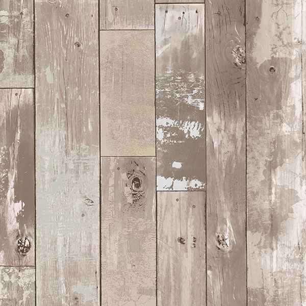 Harbored Neutral Distressed Wood Panel Wallpaper - York Wallcoverings - 2767-20132
