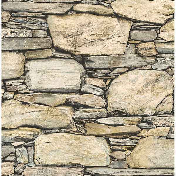 Cobble Neutral Stone Wall Wallpaper - York Wallcoverings - 2767-22317