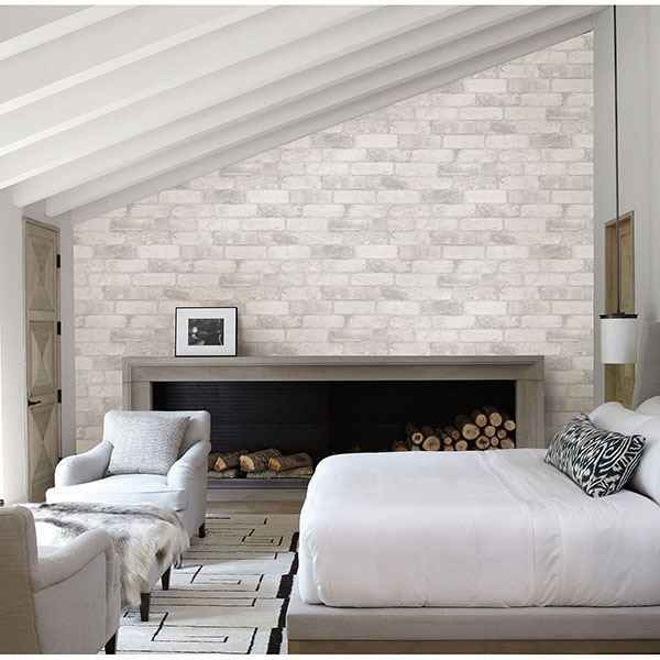 Adams White Reclaimed Bricks Wallpaper - York Wallcoverings - 2767-22321 - York Wallcoverings Wallpaper