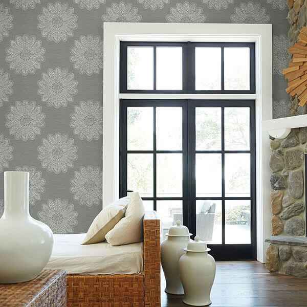 Sol Slate Medallion Wallpaper - York Wallcoverings - 2793-24746 - York Wallcoverings Wallpaper