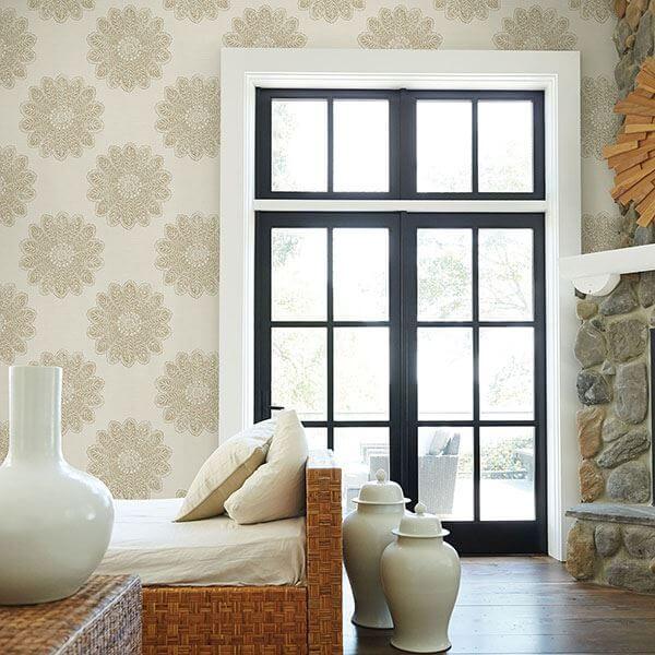 sol-light-brown-medallion-wallpaper-york-wallcoverings-2793-24745 - York Wallcoverings Papel pintado