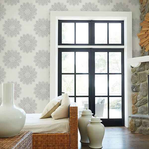 Sol Light Grey Medallion Wallpaper - York Wallcoverings - 2793-24747 - York Wallcoverings Wallpaper