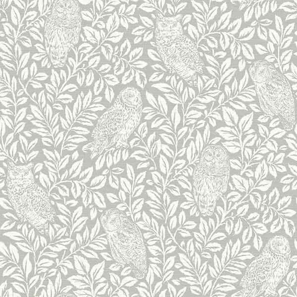 Parliament Light Grey Owl Wallpaper - York Wallcoverings - 3115-12411