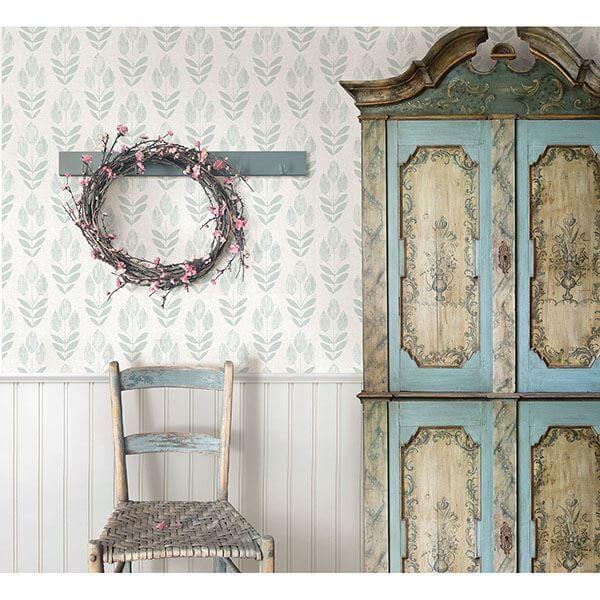 garland-teal-block-tulip-wallpaper-york-wallcoverings-3115-24472 - York Wallcoverings Papel pintado
