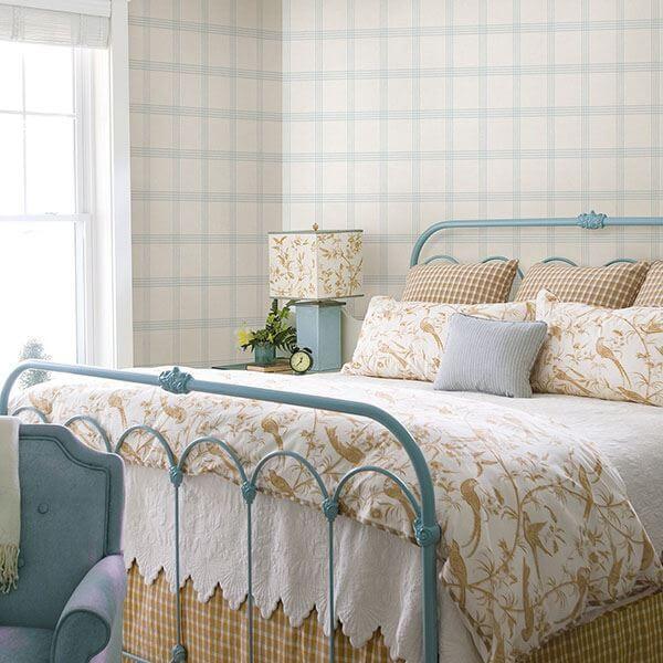twain-light-blue-plaid-wallpaper-york-wallcoverings-3115-24475 - York Wallcoverings Papel pintado