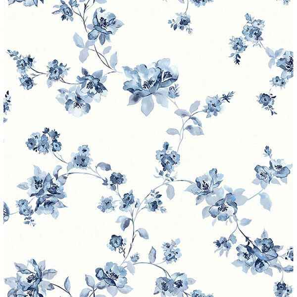 Cyrus Blue Festive Floral Wallpaper - York Wallcoverings - 3115-24481 - York Wallcoverings Wallpaper