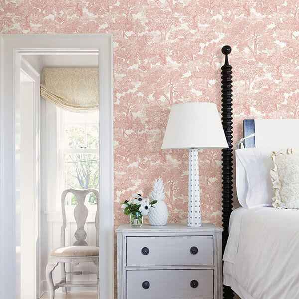 Spinney Rose Rose Toile Wallpaper - York Wallcoverings - 3115-12544 - York Wallcoverings Wallpaper
