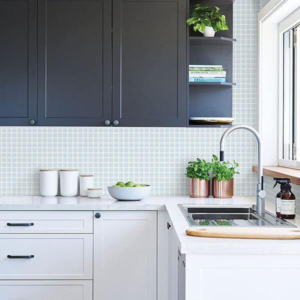 Crystalline Light Blue Glass Tile Wallpaper - York Wallcoverings - 2766-23786 - York Wallcoverings Wallpaper