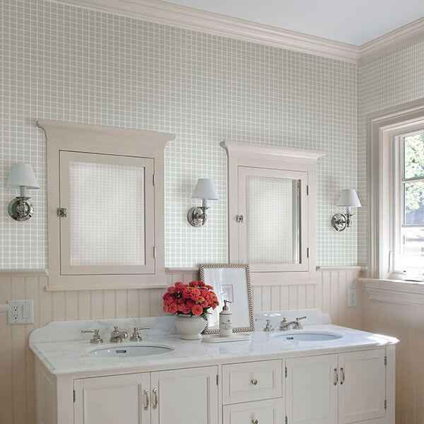 Crystalline Light Blue Glass Tile Wallpaper - York Wallcoverings - 2766-23786 - York Wallcoverings Wallpaper