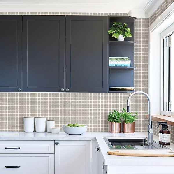 Crystalline Taupe Glass Tile Wallpaper - York Wallcoverings - 2766-23784 - York Wallcoverings Wallpaper
