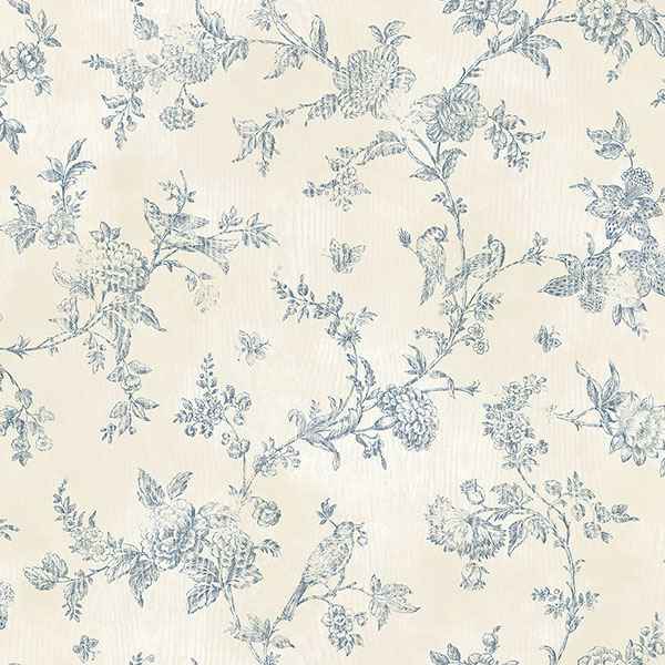 Singapore Navy Toile Wallpaper - York Wallcoverings - 2766-02192 - York Wallcoverings Wallpaper