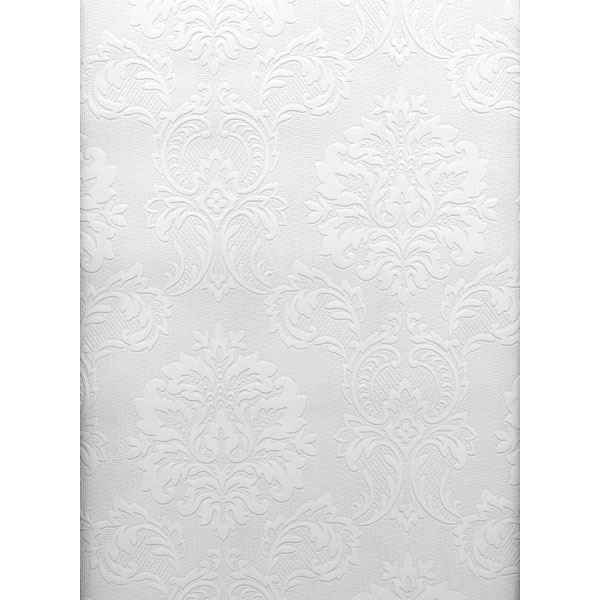 Plouf White Paintable Damask Wallpaper - York Wallcoverings - 2780-32808