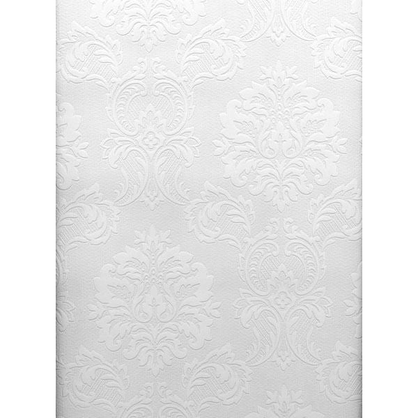 plouf-white-paintable-damask-wallpaper-york-wallcoverings-2780-32808 - York Wallcoverings Wallpaper
