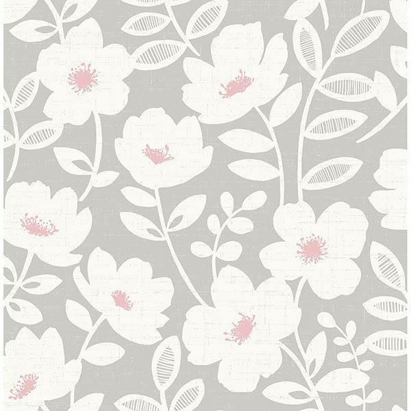 bergman-pink-scandi-flower-wallpaper-york-wallcoverings-uw24772 - York Wallcoverings Wallpaper