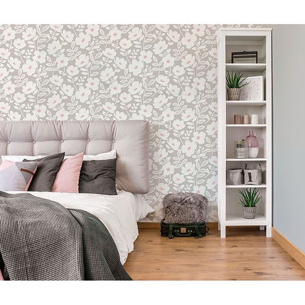 bergman-pink-scandi-flower-wallpaper-york-wallcoverings-uw24772 - York Wallcoverings Wallpaper