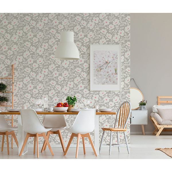 bergman-pink-scandi-flower-wallpaper-york-wallcoverings-uw24772 - York Wallcoverings Wallpaper
